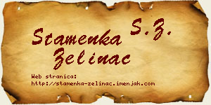 Stamenka Zelinac vizit kartica